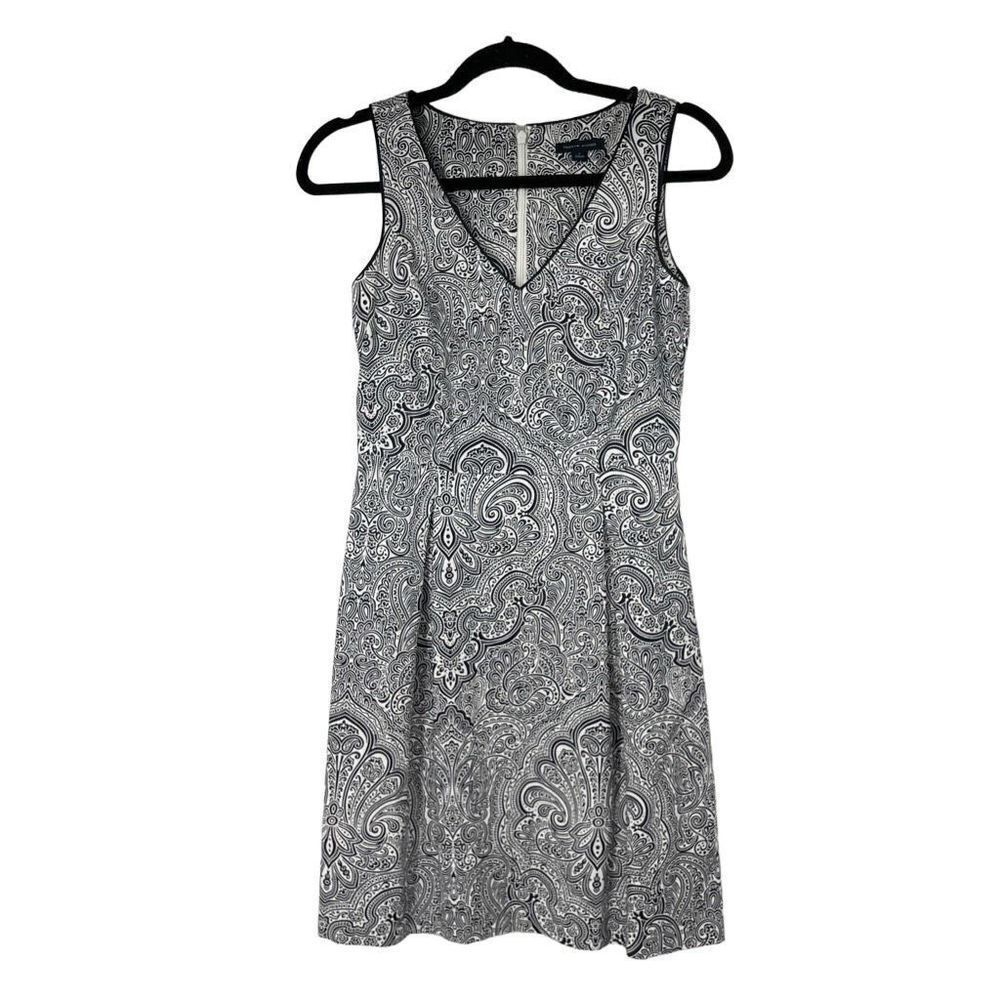 Tommy Hilfiger Navy Blue White Paisley V Neck Sleeveless Dress‎